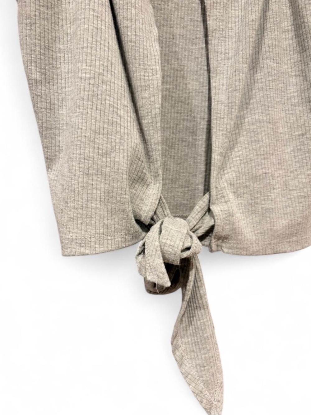 Alya Ribbed Mock Neck Tie-Back Tank | Gray | Large - Picture 4 of 5